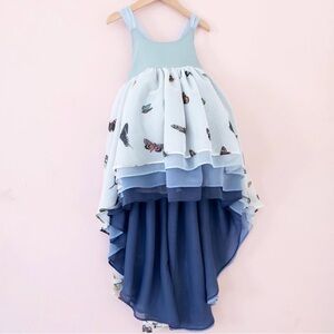 Pleiades Botanical Butterfly Dress in Blue